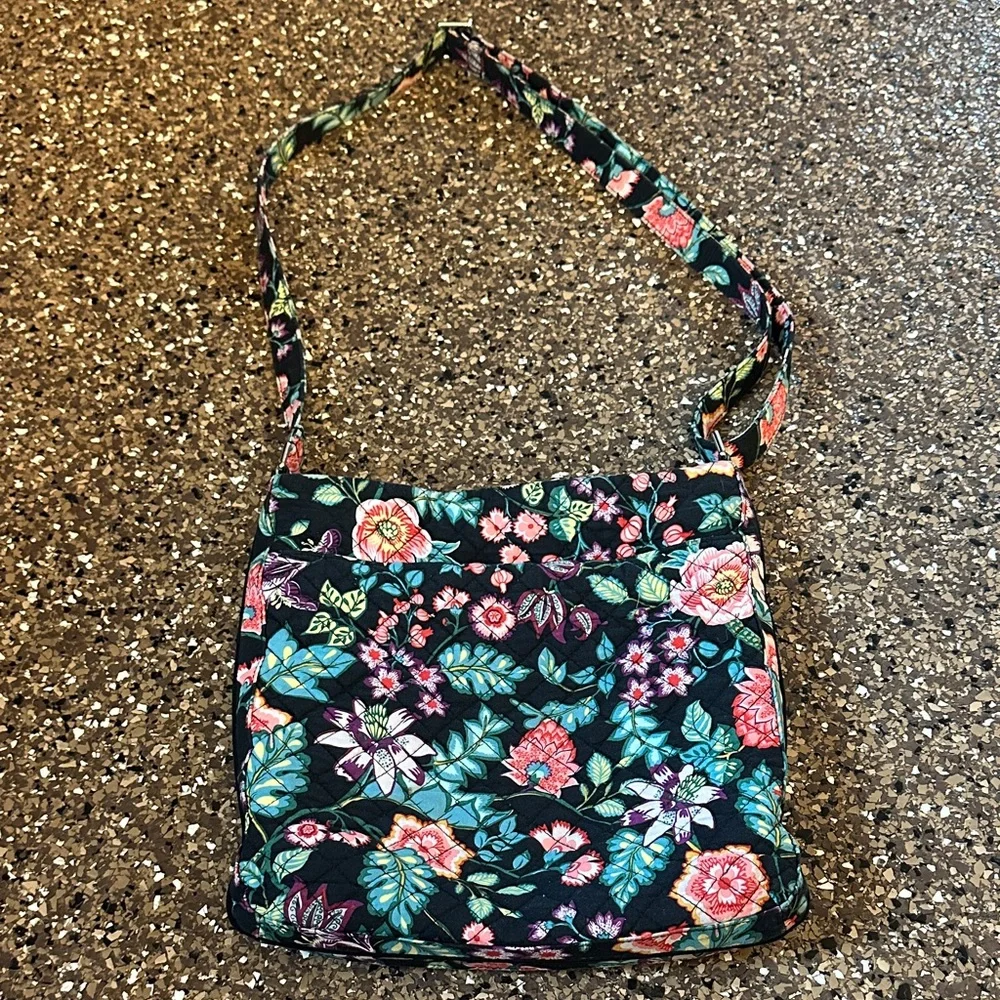 Vera Bradley Black Floral Crossbody Bag with Matching wallet